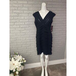 Scarlett Nite Women's Black Sheer Layered Cocktail Sleeveless Shift Dress Size 1